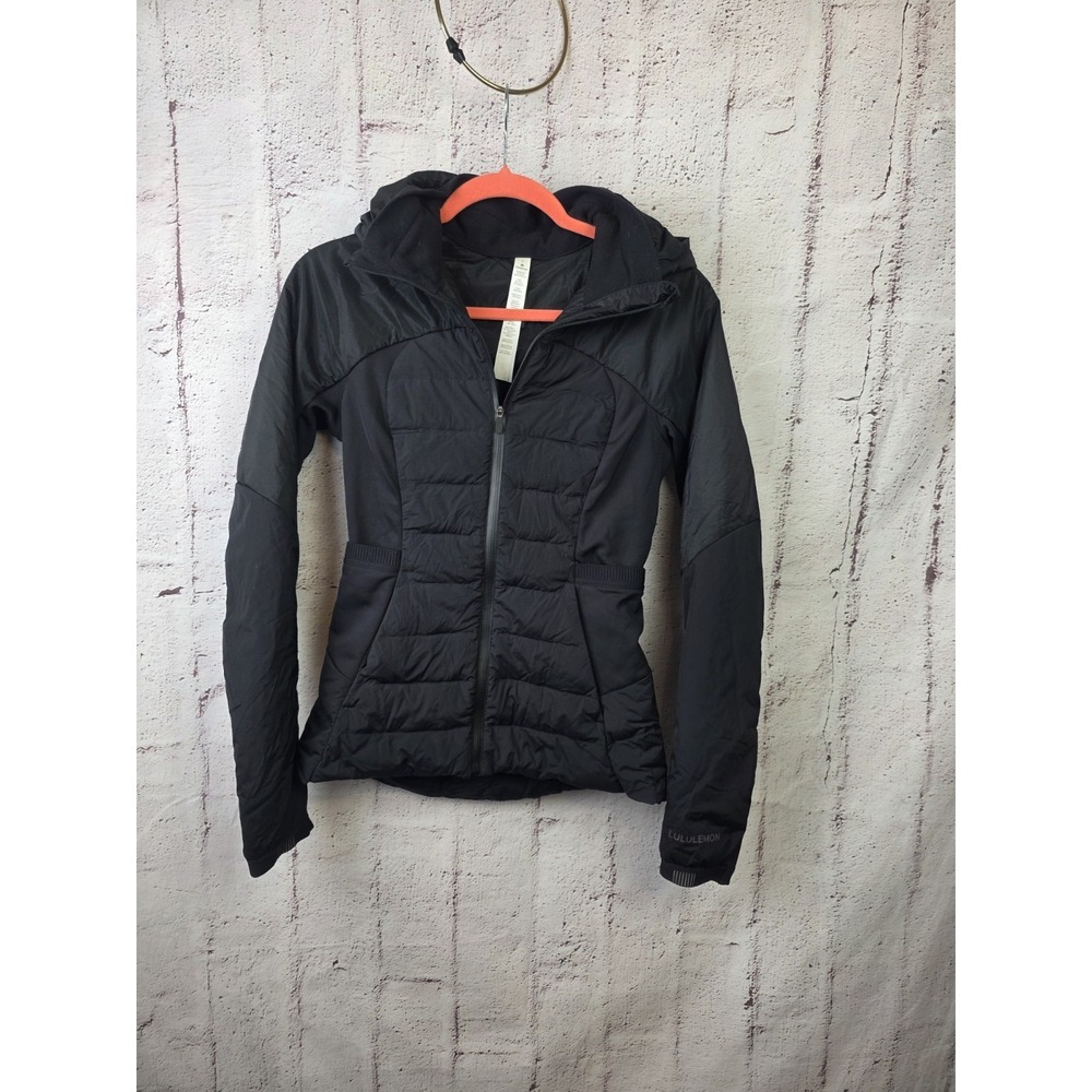 Lululemon Down For It All Jacket Black 4 Lightweight Hooded Running Puffer